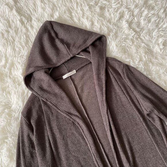 Techichi Long Knit Cardigan with Hood Size M Brown - Picture 5 of 6